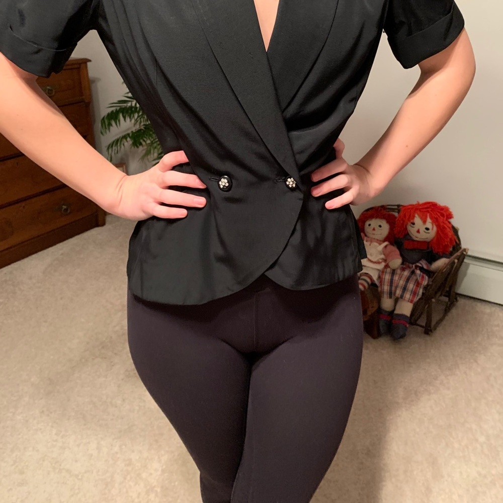 Vintage black ss blouse